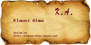 Klausz Alma névjegykártya